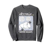 Moomin Moominpappa & Moominmamma Winter Holidays Comic Sweatshirt, Adult Unisex, Dark Heather Grey, Large
