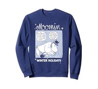 Moomin Moominpappa & Moominmamma Winter Holidays Comic Sweatshirt, Adult Unisex, Navy Blue, Large