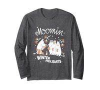 Moomin Moomin's Winter Holidays Moominmamma Hot Drinks Long Sleeve T-Shirt, Adult Unisex, Dark Heather Grey, Large