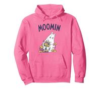 Moomin Moomintroll Flowers Pullover Hoodie, Adult Unisex, Bright Pink, Medium