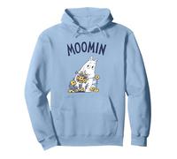Moomin Moomintroll Flowers Pullover Hoodie, Adult Unisex, Dusty Blue, Medium