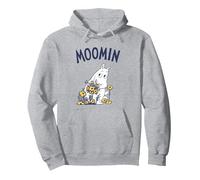 Moomin Moomintroll Flowers Pullover Hoodie, Adult Unisex, Heather Grey, Medium