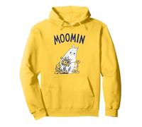 Moomin Moomintroll Flowers Pullover Hoodie, Adult Unisex, Lemon Yellow, Medium