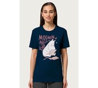Moomin Women's Falls In Love troll Love Letter Relaxed Fit T-Shirt in Navy | Size: Medium Moomin Navy M