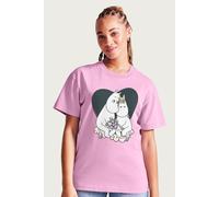 Moomin Women's Love troll & Snorkmaiden Together Heart Relaxed Fit T-Shirt in Light Pink | Size: Small Moomin Light Pink S
