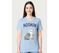Moomin Women's troll Flowers Relaxed Fit T-Shirt in Light Blue | Size: XL Moomin Light Blue XL