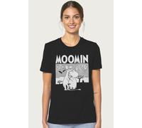 Moomin Women's troll & Sniff Spooky Comic Strip Relaxed Fit T-Shirt in Black | Size: Small Moomin Black S