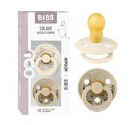 Moomin x BIBS Colour Dummy, 18-48 Months, 2-Pack, Snorkmaiden Ivory/Vanilla | Round Natural Rubber Teat | Size 3 | BPA-Free | Made in Denmark | High Teat Acceptance | Airflow Holes | Comfort Shield