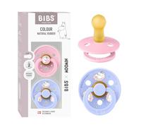 Moomin x BIBS Colour Dummy, 6-18 Months, 2-Pack, Round Teat, Baby Pink/Hush