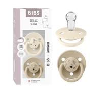 Moomin x BIBS De Lux Dummy, 0+ Months, 2-Pack, Little My Ivory/Vanilla | Silicone | One Size | BPA-Free | Made in Denmark | High Teat Acceptance | Airflow Holes | Comfort Shield