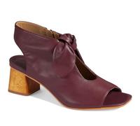 MOOMMO Women Sandals with Bow Open Toe Low Chunky Block Heel Cutout 2" Backless Slingback Dress Shoes Peep Toe Zipper Suede, Matt Burgundy, 7 UK