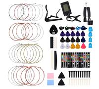 Moomuto 85PCS Guitar Accessories Kit Include Acoustic Guitar Strings,Tuner,Capo,String Winder&Cutter,Picks,Bridge Pins,Nuts & Saddles,Finger Protector,Finger Picks,Fretboard Stickers for Beginners