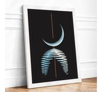 Moon Above Light Minimalist Framed Wall Art Print A1 (84.1×59.4cm) White, Wall Decor for Living Room, Bedroom, Office & Home, Ready to Hang, Art Gift