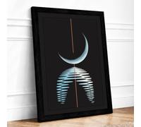 Moon Above Light Minimalist Framed Wall Art Print A3 (42×29.7cm) Black, Wall Decor for Living Room, Bedroom, Office & Home, Ready to Hang, Art Gift