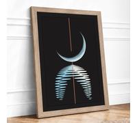 Moon Above Light Minimalist Framed Wall Art Print A4 (29.7×21cm) Oak, Wall Decor for Living Room, Bedroom, Office & Home, Ready to Hang, Art Gift