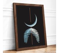 Moon Above Light Minimalist Framed Wall Art Print A4 (29.7×21cm) Walnut, Wall Decor for Living Room, Bedroom, Office & Home, Ready to Hang, Art Gift