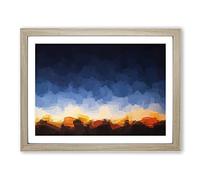 Moon Above The Horizon In Abstract Modern Art Framed Print | A2 Oak Framed Wall Art | Ready to Hang | Abstract Space Picture | Living Room Bedroom Lounge Office
