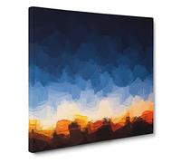 Moon Above the Horizon in Abstract Modern Canvas Wall Art Print Ready to Hang, Framed Picture for Living Room Bedroom Home Office Décor, 20x20 Inch (50x50 cm)