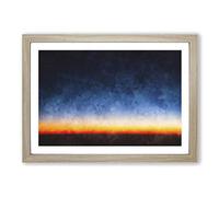 Moon Above The Horizon Painting Framed Print | A2 Oak Framed Wall Art | Ready to Hang | Modern Space Picture | Living Room Bedroom Lounge Office