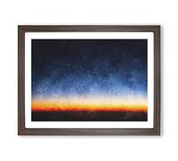 Moon Above The Horizon Painting Modern Art Framed Print | A3 Walnut Framed Wall Art | Ready to Hang | Modern Space Picture | Living Room Bedroom Lounge Office