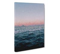 Moon Above the Vast Ocean Canvas Print | Gallery Wrapped 30mm Frame Wall Art | 30x20 inches | Ready to Hang | Abstract Space Picture | Living Room Bedroom Lounge Office