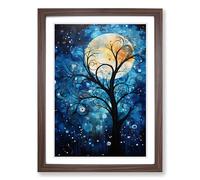 Moon Abstract Framed Wall Art Print, Ready to Hang Picture for Living Room Bedroom Home Office, Walnut A2 (48 x 66 cm)