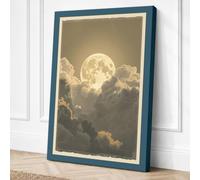 Moon Among Clouds Vintage Canvas Wall Art Print 30x20 Inch (76 x 51 cm)