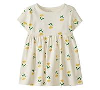 Moon and Back by Hanna Andersson Baby Girls' Knit Dress, Light Yellow Flowers, 18-24 Months