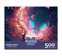 Moon and Butterfly 500 Pieces Cherry Blossom Cartoon Anime for Adults Fun Jigsaw Puzzles Education Game Stress Relief Toy Toy Intellectual Game Decoration Challenge Educational 500pcs (52x38cm)