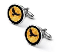 Moon And Ea-gles 1 Pair Men's Cuff Links Alloy Cufflink Set Silver Shirt Accessories for Business Wedding Gifts 2.0cm