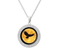 Moon And Ea-gles Fashion Diamond Round Pendant Necklace Multicolored Necklaces Gift for Wife Mother Girlfriend