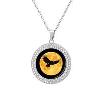 Moon And Ea-gles Fashion Women's Diamond Necklace Shiny Round Pendant Jewelry Romantic Gifts