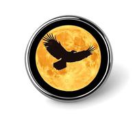 Moon And Ea-gles Round Metal Brooches Small 1" Badge Pin Decorative Lapel Pins Gift Clothing Hat Accessory