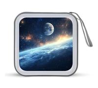 Moon and Earth Portable Zipper CD Case 40 Capacity DVD Collection Holder for Car Office Home Travel