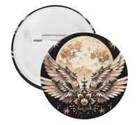 Moon And Flowers Badge Metal Round Pins, Lightweight Brooch for Backpack, Fashion Button Pins Badge for Shirts, Jackets, Shawl Coat, Unisex, 20PCS, Tinplate, metal round pins