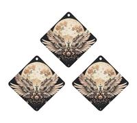 Moon And Flowers Car Air Freshener, 3 Pcs Rhombus Hanging Air Freshener Cards, Long Lasting Fragrance Scented Cards for Car, Home, Office Black-style