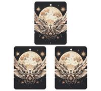 Moon And Flowers Car Air Freshener, 3 Pcs Square Hanging Air Freshener Cards, Long Lasting Fragrance Scented Cards for Car, Home, Office White-style