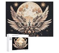 Moon and Flowers Puzzle for Adults Wooden Jigsaw Puzzle for Mother's Day Premium Puzzle with Unique Art Design Challenging Brain Teaser Birthday Gift for All Ages 500 PCS