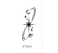 Moon And Planets Temporary Tattoo,Lasts To 15 Days New Technology Magic Waterproof Semi Permanent Sticker.(02)