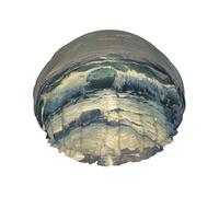 Moon And Sea Print Shower Cap For Women,Reusable Bath Cap,Breathable Shower Caps,Bathing Shower Caps With Adjustable