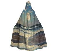 Moon And Sea Print Unisex Adults Hooded Cloak Cape,Hooded Robe Cloak,Oversized Hood Cloak,Halloween Cloak
