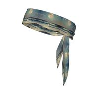 Moon and Sea Tennis Tie Headband Hair Band Unisex Dry Head Tie Sport Band for Basketball, Running, Tennis