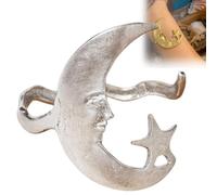 Moon and Star Cuff - Where Celestial Magic Meets Earthly Craft, Star and Moon Pattern Open Bracelet for Women, Mental Arm Bangle Bracelet Adjustable Armband Jewelry, Beautiful Meaning Gifts(Silver)