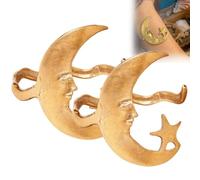Moon and Star Cuff - Where Celestial Magic Meets Earthly Craft, Star and Moon Pattern Open Bracelet for Women, Mental Arm Bangle Bracelet Adjustable Armband Jewelry, Beautiful Meaning Gifts(2PCS-Gold)