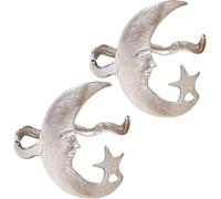 Moon And Star Cuff - Where Celestial Magic Meets Earthly Craft,Star And Moon Pattern Open Bracelet,Gold Silver Sun Mo-on Crescent Cuff Bracelets Adjustable Bracelet,Armband Jewelry (Silver*2)