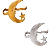 Moon And Star Cuff - Where Celestial Magic Meets Earthly Craft, Star And Moon Pattern Open Bracelet, Gold Silver Sun Mo-on Crescent Cuff Bracelets Adjustable Bracelet Armband Jewelry for Her (2pcs)