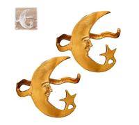 Moon and Star Cuff - Where Celestial Magic Meets Earthly Craft, Star and Moon Pattern Open Bracelet, Open Cuff Adjustable Armband Jewelry for Women Girls (Gold-2Pcs)