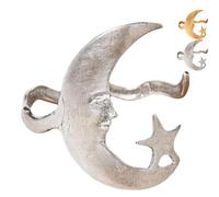 Moon and Star Cuff -Where Celestial Magic Meets Earthly Craft, Star and MoonPattern Open Bracelet, Adjustable Moon and StarArm Cuff for Women (1PCS-Silver)