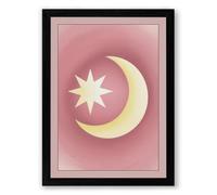 Moon and Star Dreams Minimalist Framed Wall Art Print A2 (59.4×42cm) Black, Wall Decor for Living Room, Bedroom, Office & Home, Ready to Hang, Art Gift