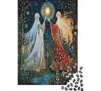 Moon And Star Goddess Jigsaw Puzzles. 38x26cm/1000pcs Russian Folk Art Style Whimsical Challenge Toy for Educational Games Gifts